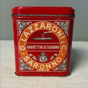 Lazzaroni Amaretti Di Saronno Tin Italy Red Vintage Cookie Tin